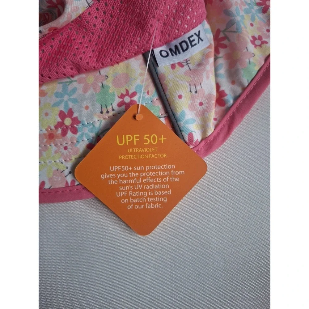 OMDEX Sun Hat‎ Neck Flap Girls Floral Print and UPF 50+ rating Medium
